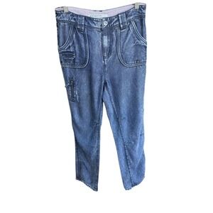Marrakech Denim Utility Pants Zip Hem Pockets Blue Jeans Cropped NWT